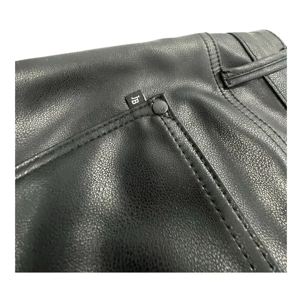 Judy Blue Black Faux Leather Bootcut Pants 14W 34X32 Mob Wife Monochrome - Picture 8 of 9